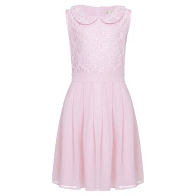 pink Sequin Collar Party Dress